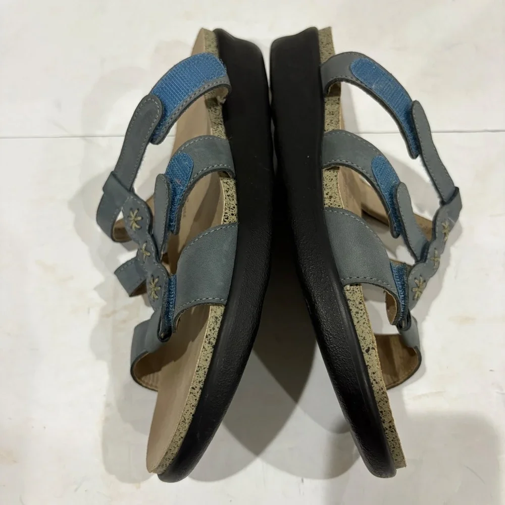 SAS Tripad Comfort Women 8.5 M Blue Grey Leather Adjustable Strap Sandals USA